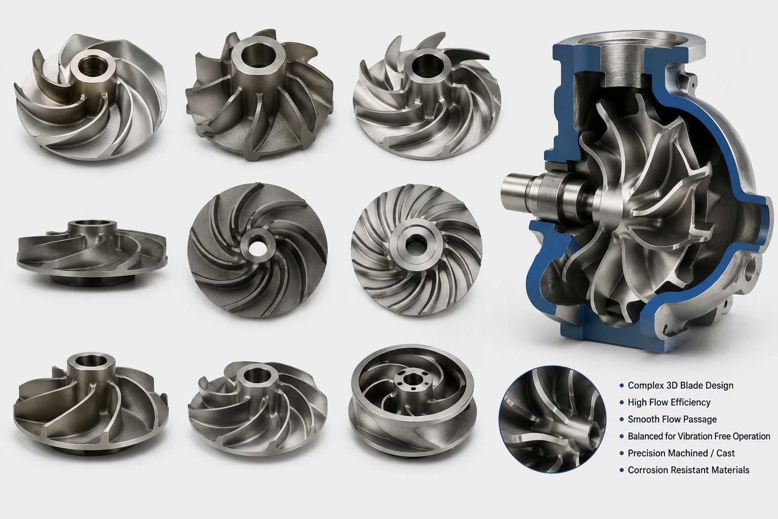 Precision Cast Metal Closed Impeller
